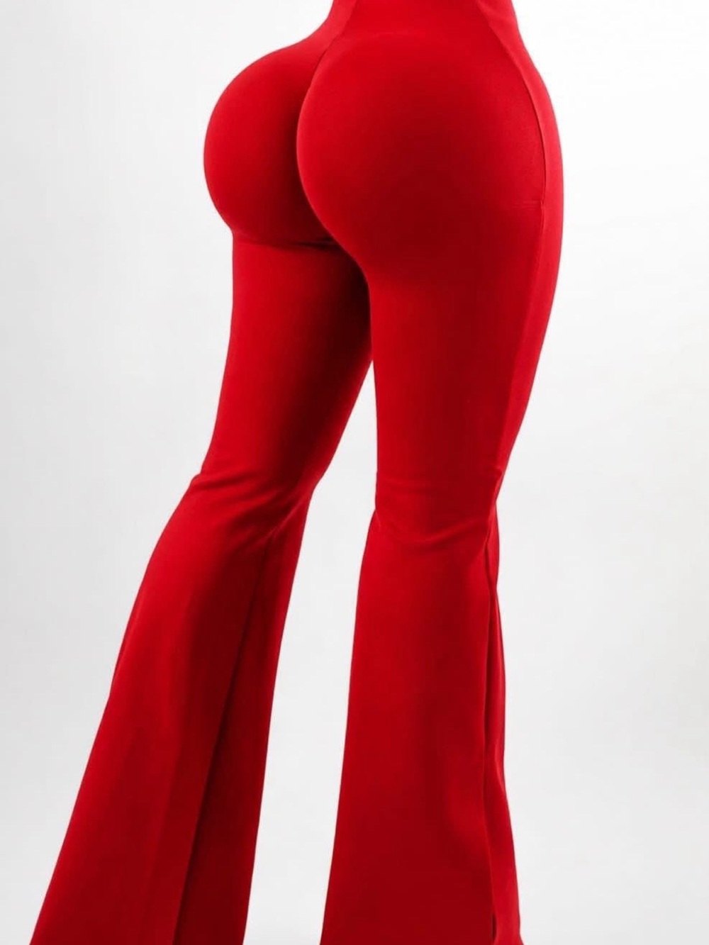 High-Waist Red Flared Women's Pants